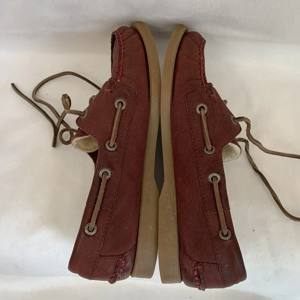 SEBAGO Docksides-Suede Sherpa Lined Shoes  Women's US 6.5 Rustic Chili‎ Red)